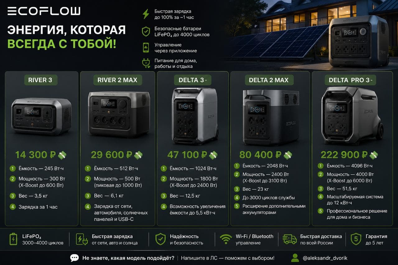 Портативные зарядные станции EcoFlow — энергия там, где она нужна!